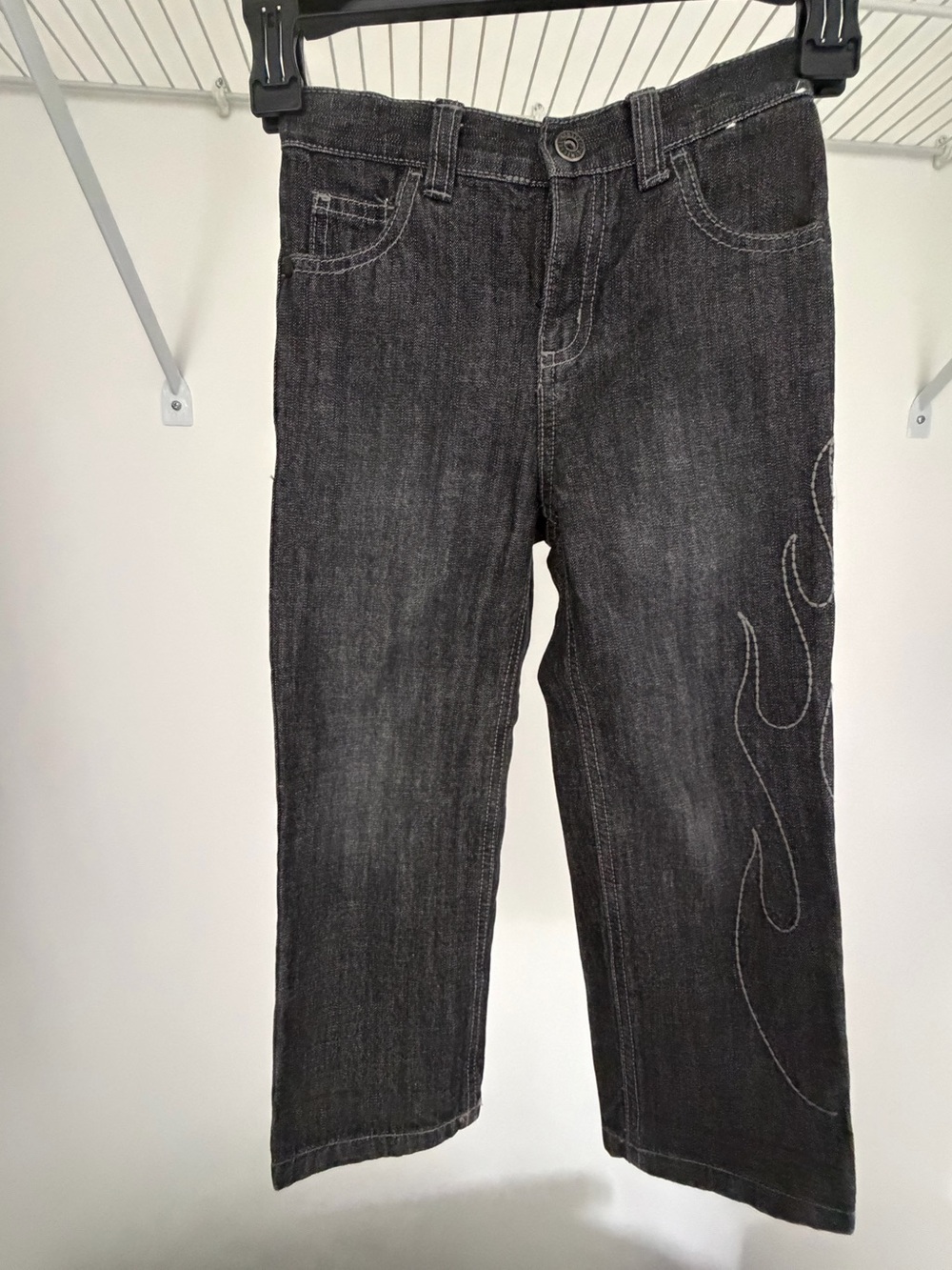 Gymboree kids Black Washed Straight Jeans with Flame Stitch.. brand new